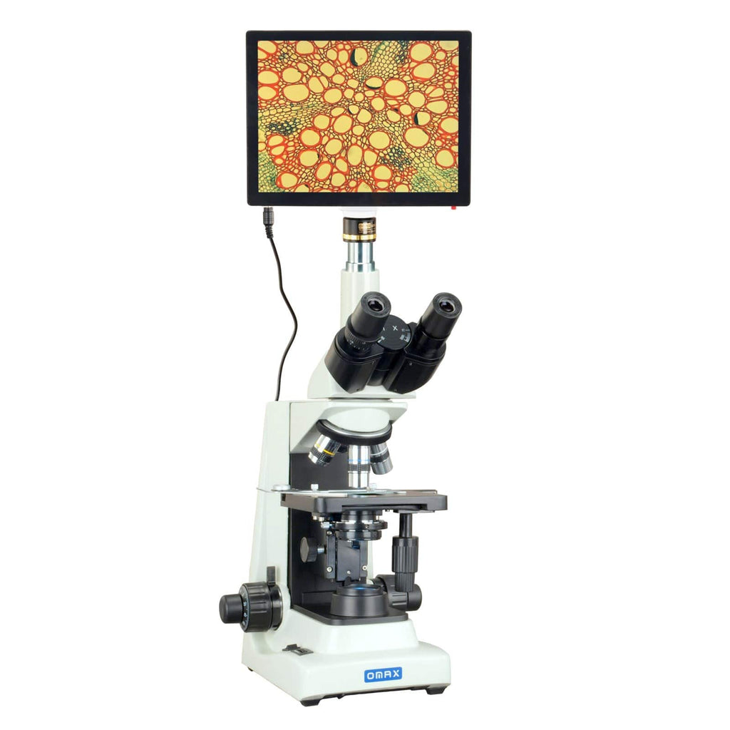 Omax Compound Microscope OMAX M834 Series PLAN Lab Research Trinocular Compound Microscope 40X ...