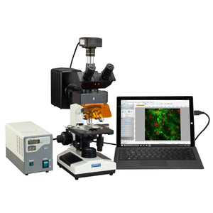 40X-1600X M837FLR Series Trinocular Epi-Fluorescence Microscope + 10MP USB 3.0 Digital Camera