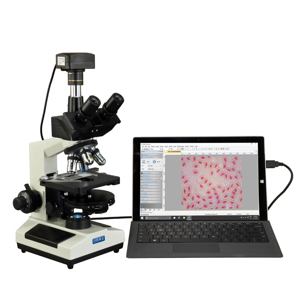 OMAX M837L Series LED Trinocular Compound Microscope 40X-2000X Magnifi ...
