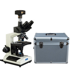 40X-2500X M837L Series Trinocular Lab Compound Microscope w/ LED Illumination + Aluminum Storage Case + 14MP USB 2.0 Digital Camera