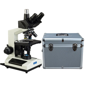 40X-2500X M837L Series Trinocular Lab Compound Microscope w/ LED Illumination + Aluminum Storage Case