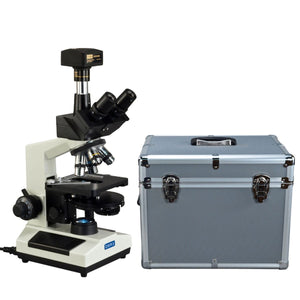 40X-2500X M837L Series Trinocular LED Microscope w/ Phase-Contrast Turret and Plan Optics + 14MP USB 2.0 Digital Camera