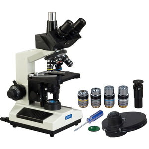 40X-2500X M837L Series Trinocular LED Microscope w/ Phase-Contrast Turret and Plan Optics