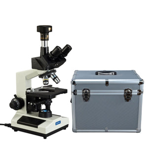 40X-2500X Phase Contrast LED Trinocular Compound Microscope+9MP Camera+Aluminum Carrying Case