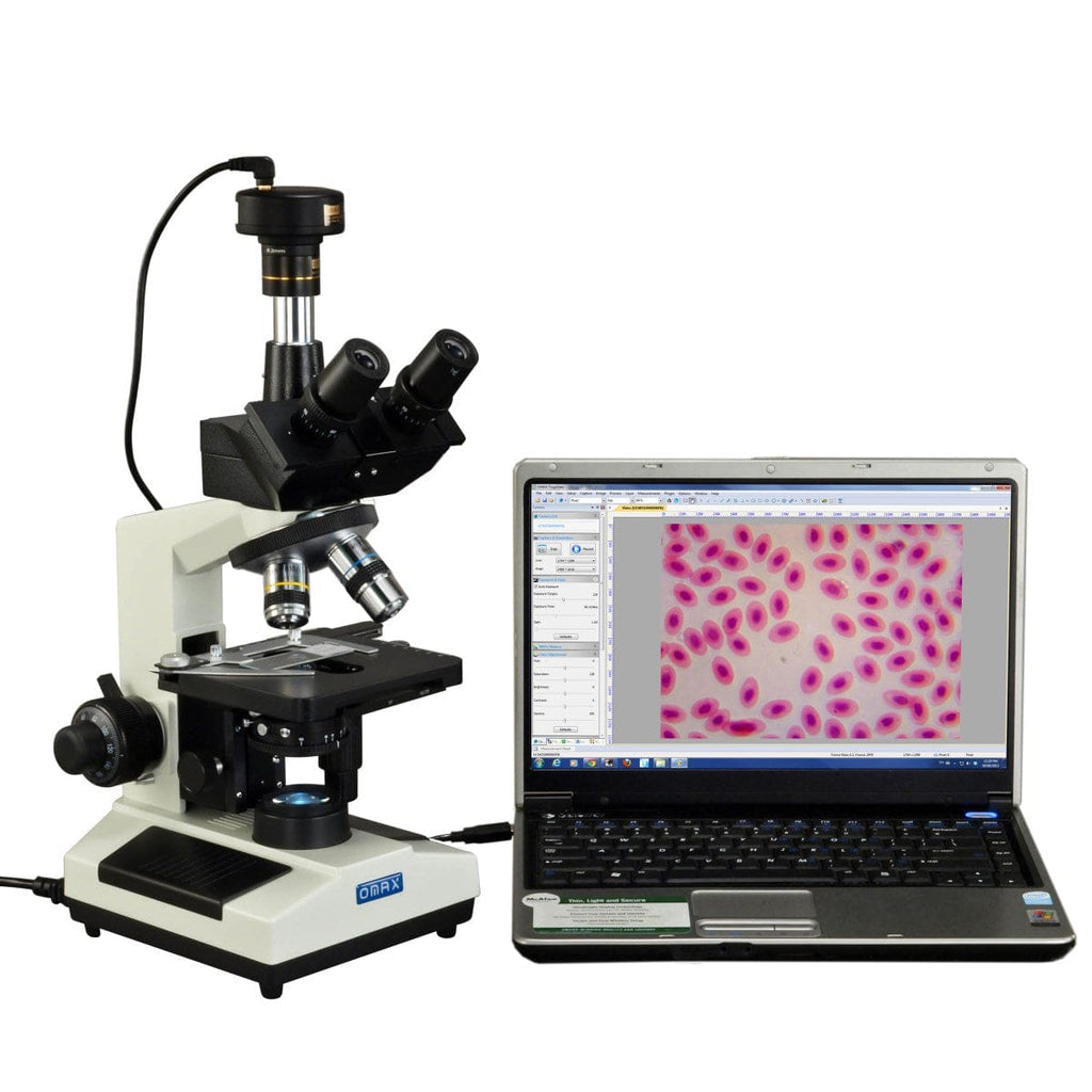 40X-2500X Phase Contrast Trinocular LED Compound Microscope with 9MP D ...