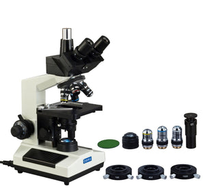 40X-2500X M837L Series Trinocular LED Microscope w/ Modular Phase-Contrast Kit