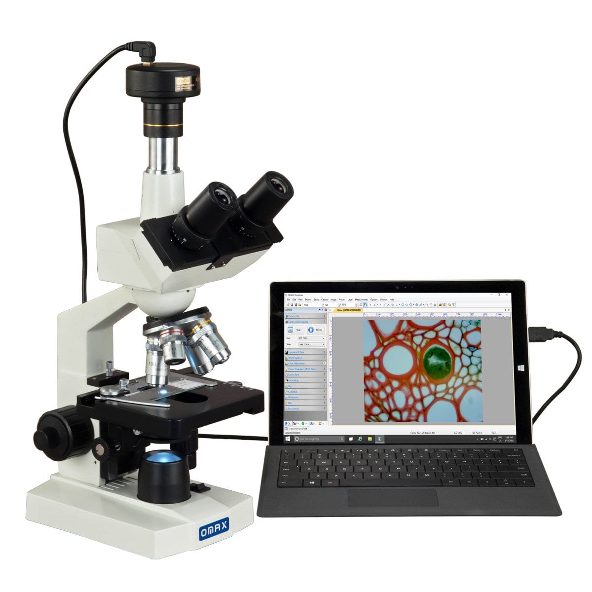 OMAX 40X-2500X Digital LED Trinocular LED Compound Microscope with 5MP USB  Camera