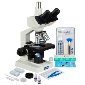OMAX 2500X LED Lab Trinocular Microscope+Slide Preparation Kit+Blank Slides+Lens Paper+Cleaning Kit