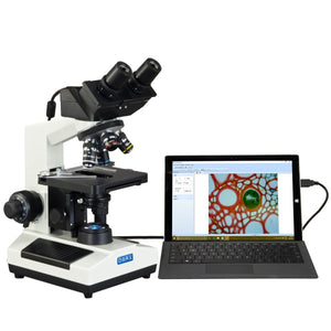 40X-1000X Compound Binocular LED Microscope with Built-in 3.0MP Digital Camera