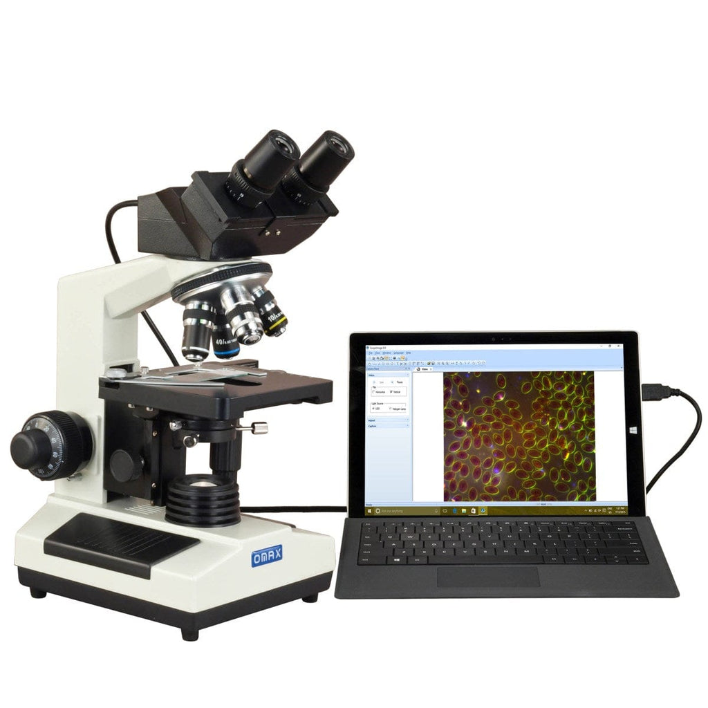 OMAX MD827 Series Digital Binocular Compound Microscope 40X-2000X Magn ...