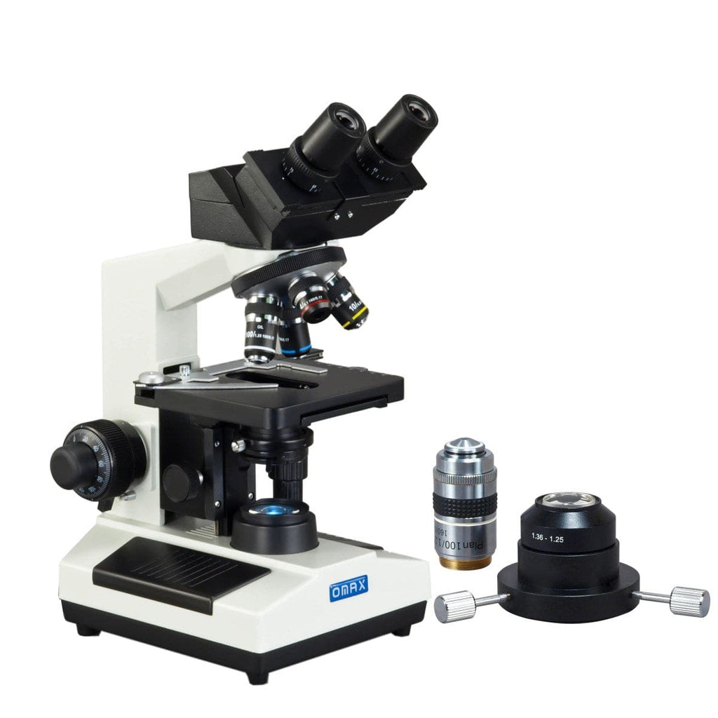 OMAX MD827 Series LED Binocular Compound Microscope 40X-2500X Magnific ...