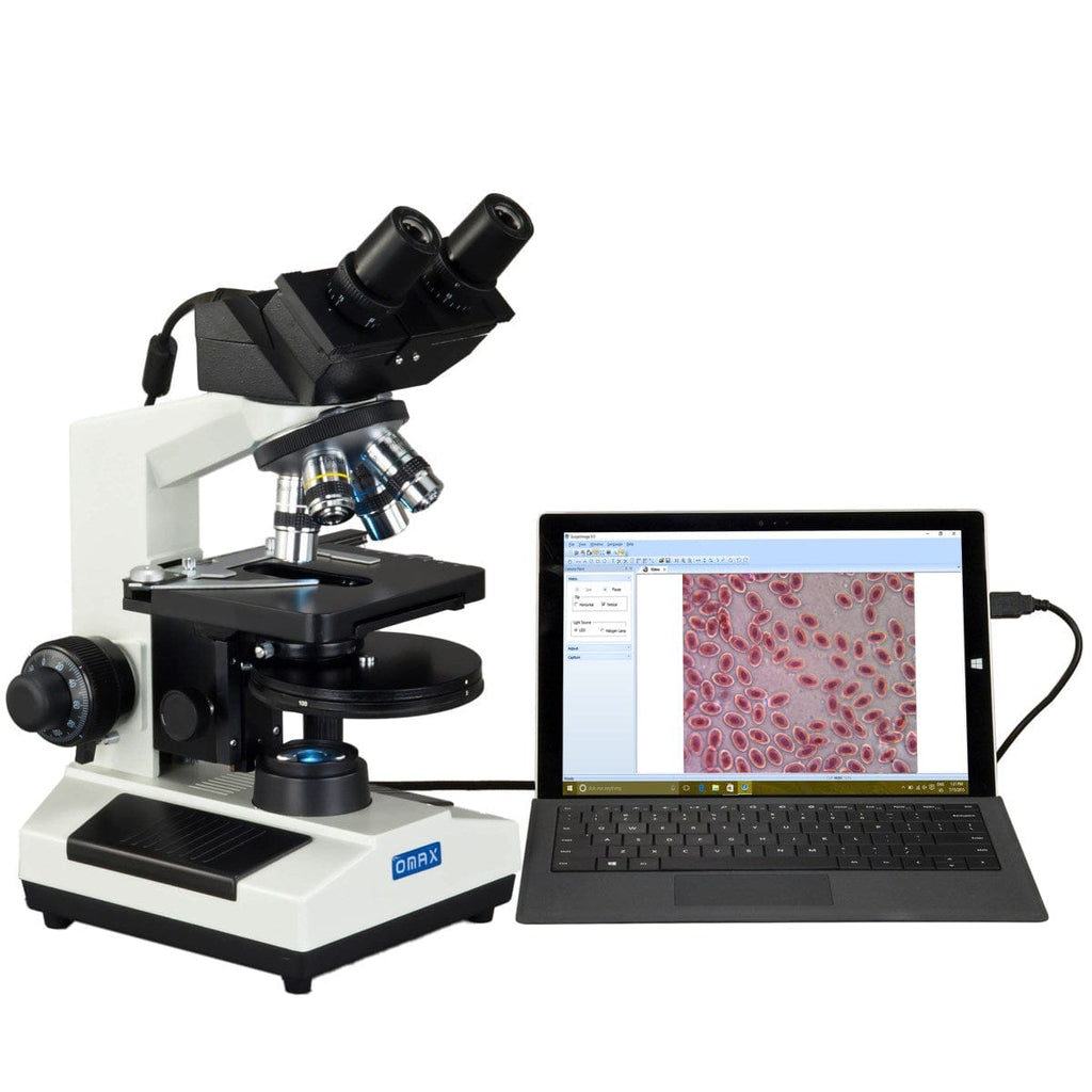 OMAX MD827 Series LED Binocular Compound Microscope 40X-2500X Magnific ...