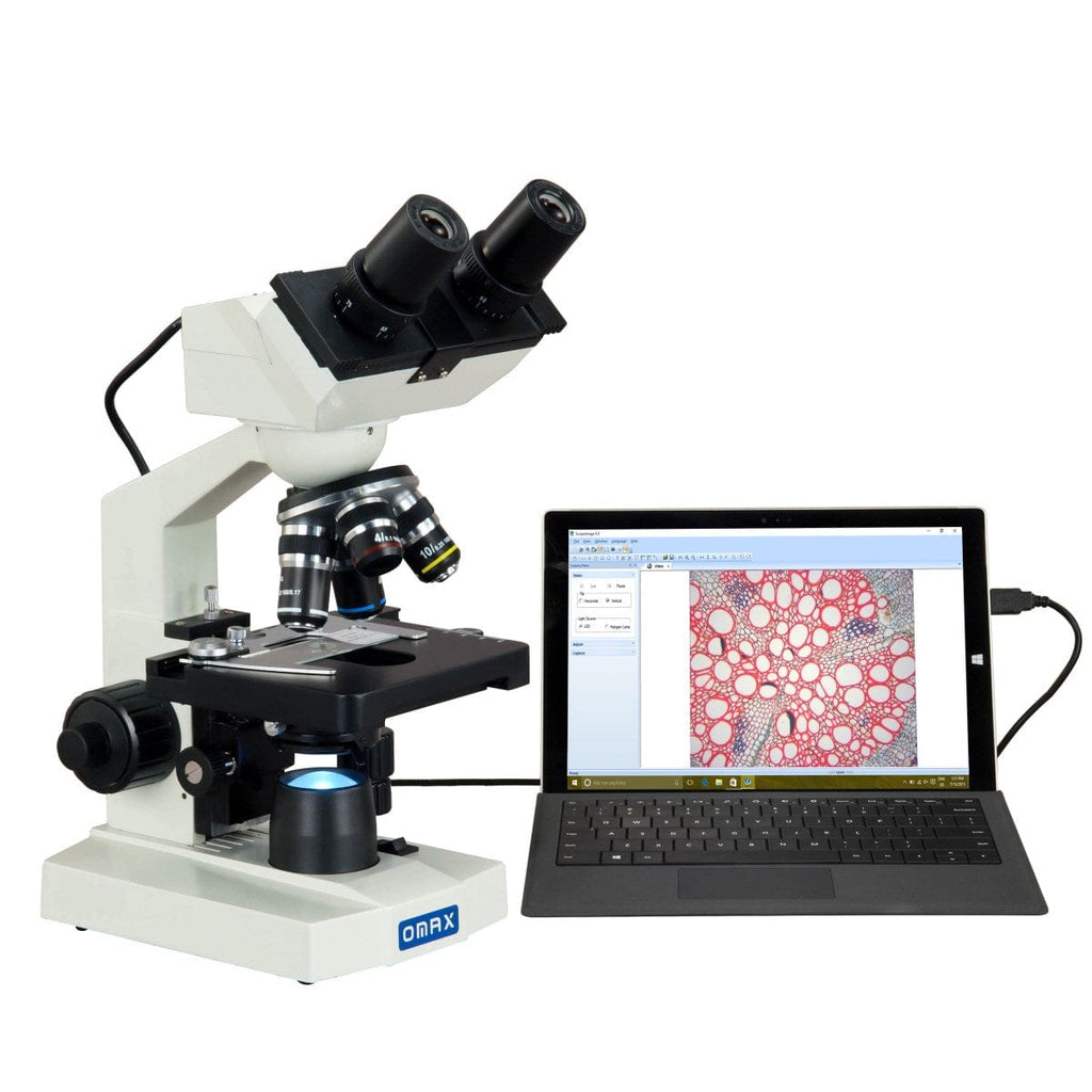 OMAX MD82E Series LED Binocular Compound Microscope 40X-2500X Magnific ...