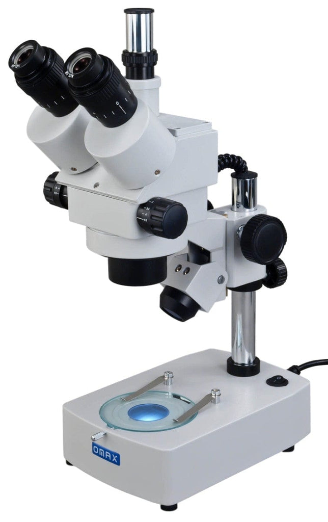 7X-45X Trinocular Zoom Stereo Microscope with Dual Halogen Lights – Omax
