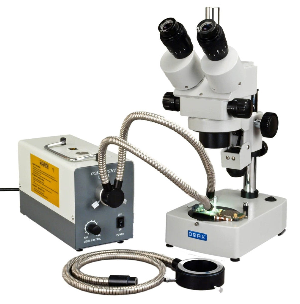 OMAX 3.5X-90X Trinocular Stereo Zoom Microscope with Ring Fiber & Dual ...
