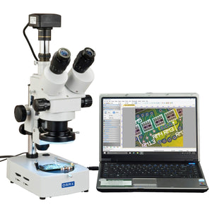 OMAX 3.5X-90X USB3 10MP Digital Trinocular Zoom Stereo Microscope on Desk Stand with 144-LED Light