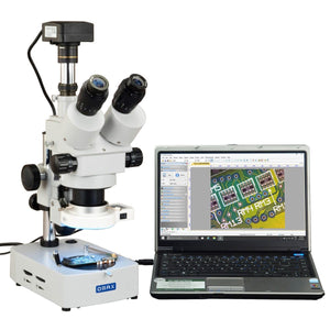 OMAX 3.5X-90X USB3 14MP Digital Trinocular Zoom Stereo Microscope on Desk Stand with 56-LED Light