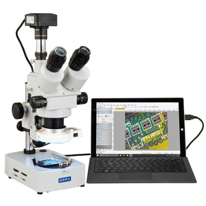 OMAX 3.5X-90X USB3 18MP Digital Trinocular Zoom Stereo Microscope on Desk Stand with 56-LED Light