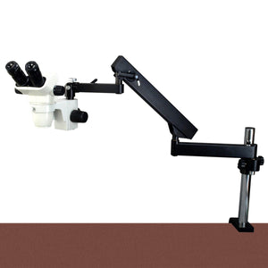 OMAX 6.7X-45X Zoom Binocular Stereo Microscope on Articulating Arm Stand + 150W Fiber Ring Light