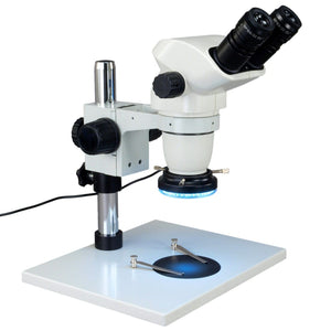 OMAX 6.7X-45X Zoom Binocular Stereo Microscope with Large Table Stand and 60 LED Ring Light