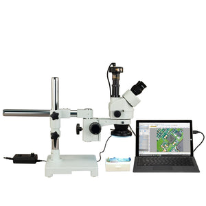 3.5X-90X 3.0MP Digital Boom Stand Zoom Trinocular Stereo Microscope with 144 LED Ring Light
