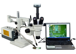 2X-270X Simal-focal Zoom Stereo Simul-focal Microscope with Fiber Light and 9MP Camera