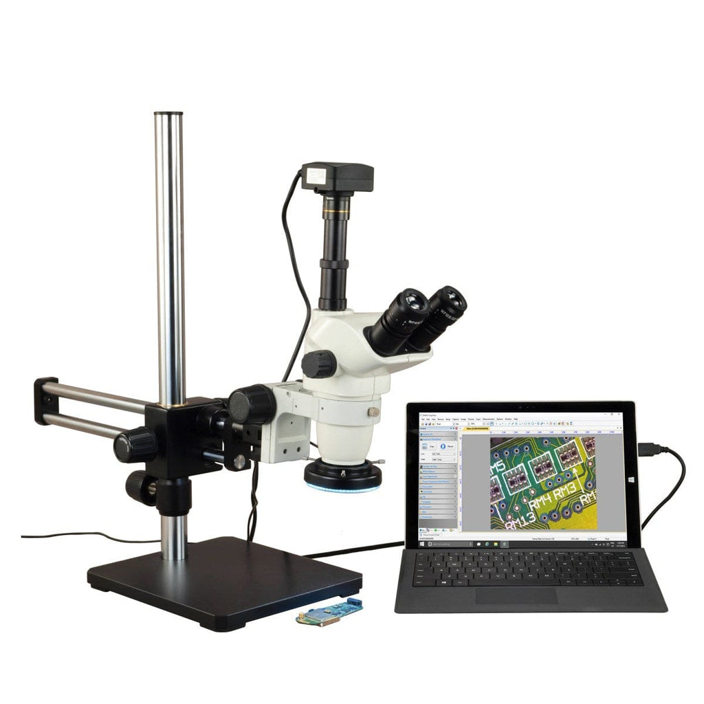 OMAX 6.7X-45X USB3 5MP Simal-focal Zoom Stereo Microscope on Ball-Bear ...