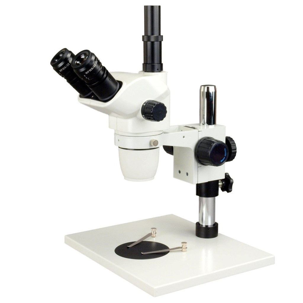 6.7X-45X Simul-Focal Zoom Trinocular Stereo Microscope with Metal Tabl ...
