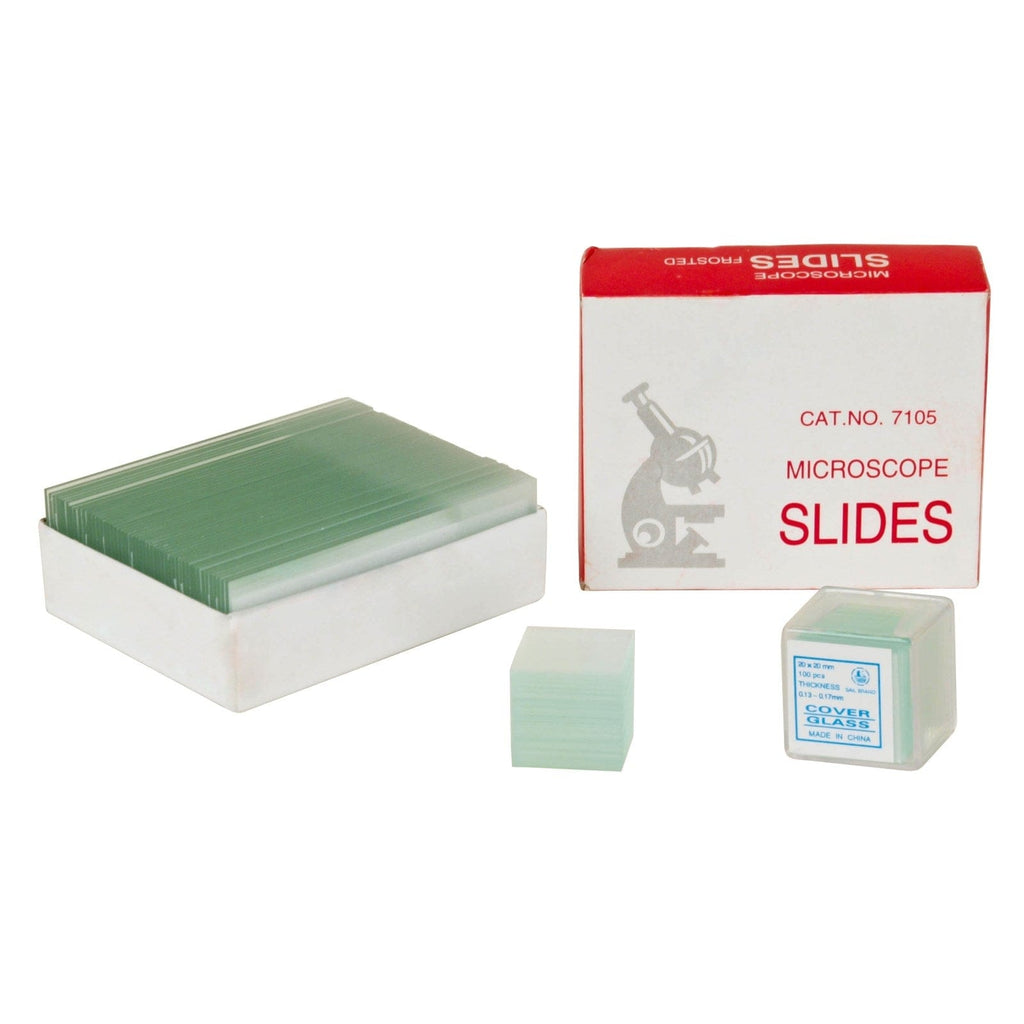 100 Blank Slides and Cover Slips with Wooden Storage Box
