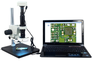 0.7X-4.5X Single-Lens Zoom Inspection Microscope with 56-LED Ring Light + 1.3MP USB Camera
