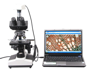 Trinocular Biological Microscope 40x~1600x w 1.3MP USB Camera
