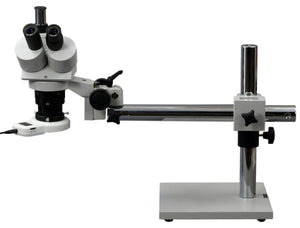 Boom Stand Trinocular Stereo Microscope with 54 LED Ring Light