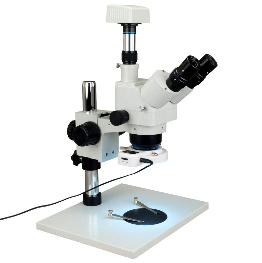 5X-80X Trinocular Zoom Stereo Microscope+0.5X Auxiliary Lens+54 LED Ri ...