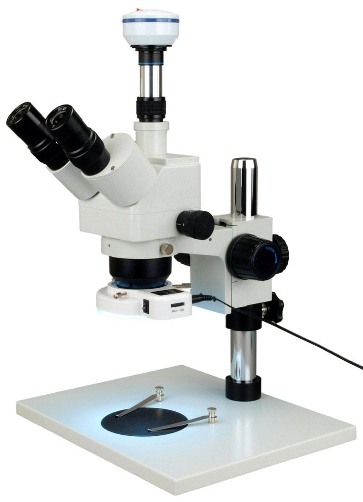Microscope 5X-80X Trinocular Zoom Stereo Microscope+0.5X Auxiliary Lens+54 LED Ri ...